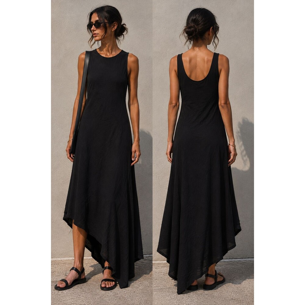 Ann Demeulemeester Long Black Asymmetric Dress 34 / 2 XS Designer Luxury EUC